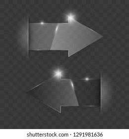 Transparent arrow banners set. Direct glassy shape. Abstract arrows Background. Business infographic presentation diagram. Section compare service. down arrow trend. Paper index. Exact pointer