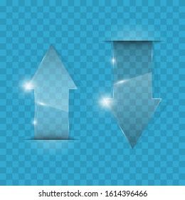 Transparent arrow banners set. Direct glassy shape. Abstract arrows Background. Business infographic presentation diagram. 
