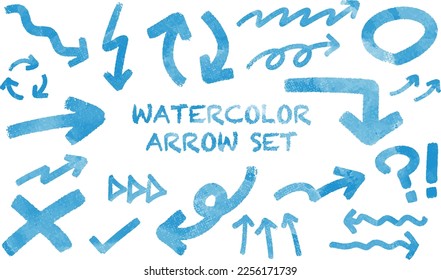 A transparent arrow set that looks like it was drawn with a watercolor style brush
