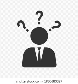 Transparent asking icon png, vector illustration of asking in dark color and transparent background(png).