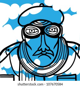 transparent aviator with sky background