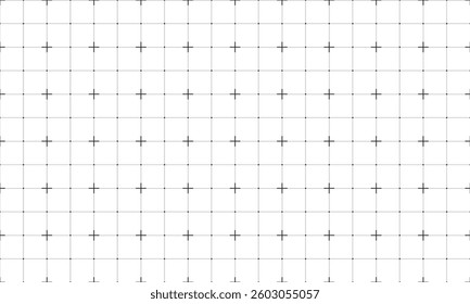 Transparent background with a black line grid creating a square pattern. Blueprint background for technology, architecture, or infographic project concept. Blank grid paper sheet vector illustration
