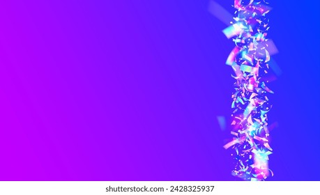 Transparent Background. Blue Glare Glitter. Cristal Ribbon. Rainbow Effect. Modern Design. Unicorn Serpentine. 3d Concept. Disco Surprise Cristals. Purple Transparent Background