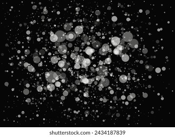 The transparent background features abstract glowing bokeh highlights, creating a light bokeh effect. The dust adds a shining effect to Christmas background, making it perfect for design illustrations
