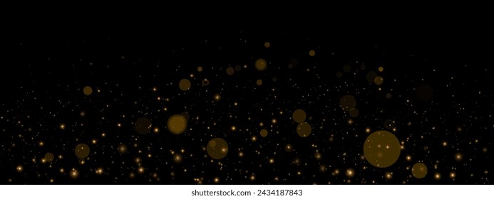 The transparent background features abstract glowing bokeh highlights, creating a light bokeh effect. The dust adds a shining effect to Christmas background, making it perfect for design illustrations