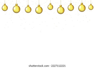 Transparent background with golden balls and golden rain. Vector illustration