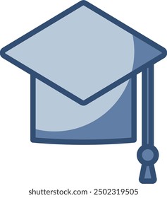 transparent background graduation cap vector icon. replaceable blue color design