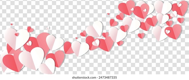 Transparent background with hearts for Valentine's Day, websites and graphic resources.