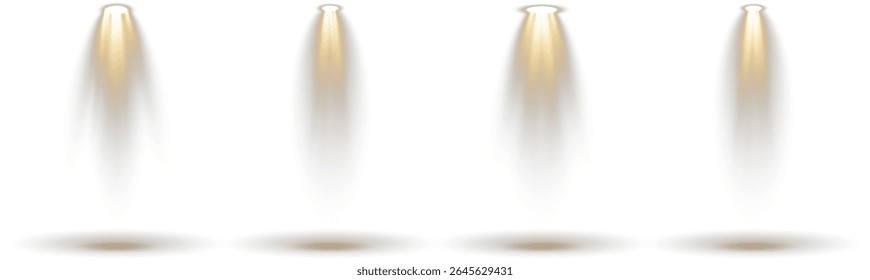 Fundo transparente mantém a base do pódio 3D em camadas. A grade de holofote brilha a partir da montagem oculta no teto. A iluminação suave simula a zona de iluminação de estilo de teatro. Reflexões criar estúdio elegante