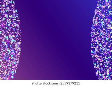 Transparent Background. Iridescent Serpentine. Laser Abstract Cristals. Falling Ribbon. Modern Poster. Blue Disco Confetti. Festive Burst. Happy Concept. Purple Transparent Background