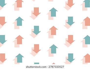 [Transparent Background] Isometric design with alternating upward and downward arrows. (pink and green)