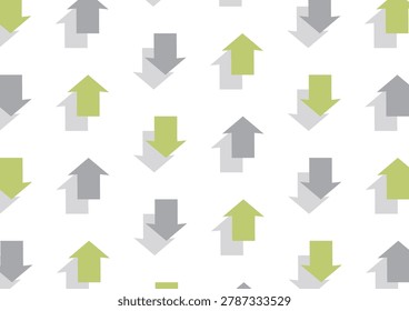 [Transparent Background] Isometric design with alternating upward and downward arrows. (gray and green)
