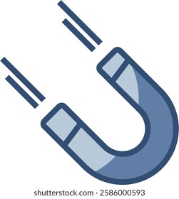 transparent background magnetic iron vector icon. replaceable blue color design