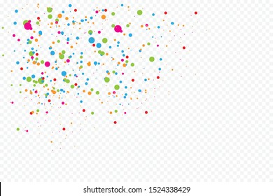 Transparent background with many falling tiny round random confetti, glitter and serpentine pieces blow and sprayed on transparent background. Isolated