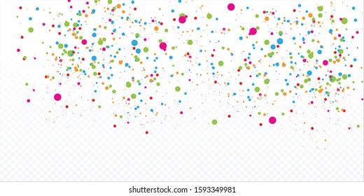 Transparent background with many falling tiny round random confetti, glitter and serpentine pieces blow and sprayed on transparent background. Isolated