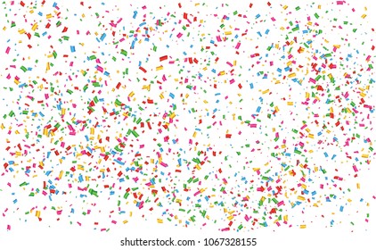 Transparent background with many flying, falling tiny colored confetti pieces. For wedding diploma, carnival, happy new year, birthday or bday. Celebration party celebrate Congrats you did it