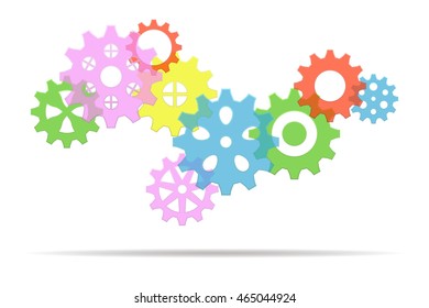 transparent background multicolored gears