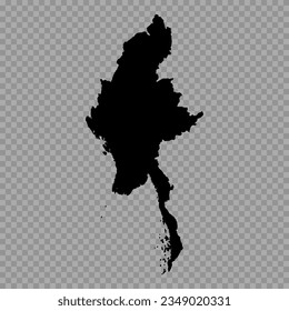 Transparent Background Myanmar Simple map, can be used for business designs, presentation designs or any suitable designs.