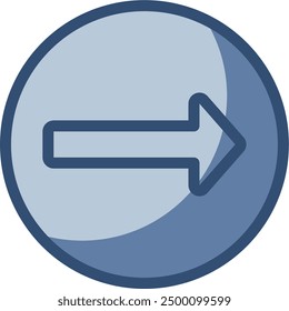 transparent background next round arrow vector icon. replaceable blue color design