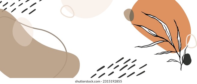 Transparent background with orange and grey-brown random spots and branches. Template for placing text, advertising, promotion