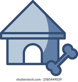 transparent background pet dog house vector icon. replaceable blue color design