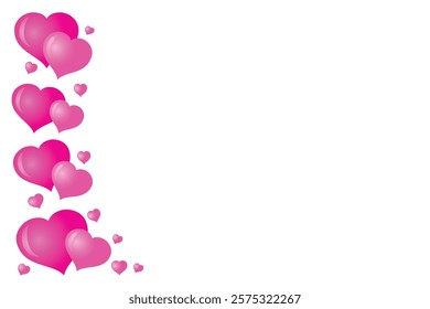 A transparent background with pink heart-shaped decorations, Valentine's Day theme