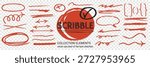 Transparent background red emphasis marker underlines and pencil scribble arrows. Digital checklists and planners with items highlighted by a red emphasis marker.