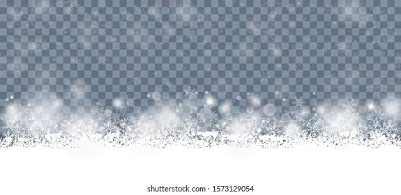 Transparent background with snowflakes and bokeh. Eps 10 vector file.