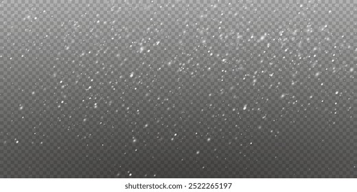 Fondo transparente con copos de nieve: nevadas de invierno y varias Formas de copos de nieve