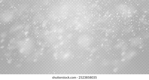 Transparent Background with Snowflakes: Winter Snowfall and Various Snowflake Shapes