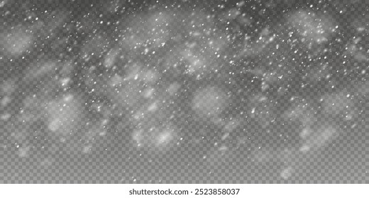 Transparent Background with Snowflakes: Winter Snowfall and Various Snowflake Shapes