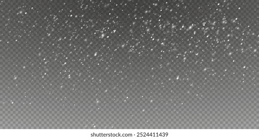 Fundo transparente com flocos de neve: queda de neve de inverno e várias formas de flocos de neve