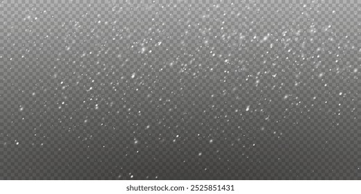 Fondo transparente con copos de nieve: nevadas de invierno y varias Formas de copos de nieve
