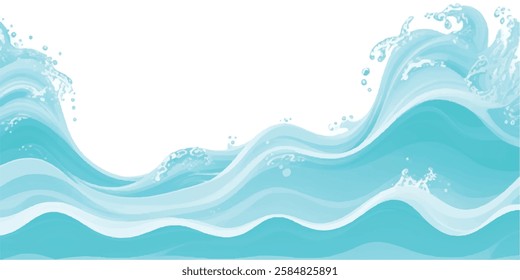 Transparent background with a soft green and blue abstract watercolor texture mimicking ocean waves, ideal for water wave and ocean-themed graphic designs, banners, and creative projects.
