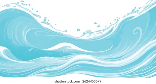 Transparent background with a soft green and blue abstract watercolor texture mimicking ocean waves, ideal for water wave and ocean-themed graphic designs, banners, and creative projects.
