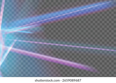 Fondo transparente con reflejos arcoíris suaves y sutiles reflejos prismáticos. Ideal para combinar efectos, destellos visuales, reflejos de lentes. Vector