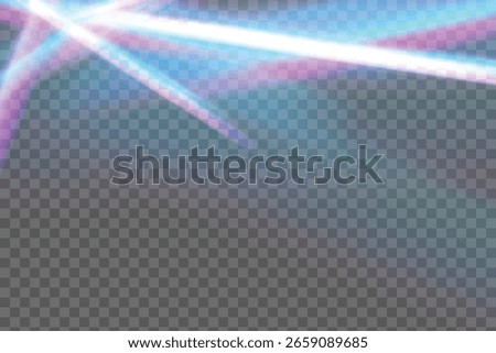 Transparent background with soft rainbow highlights and subtle prismatic reflections. Ideal for blending effects, visual flares, lens reflections. Vector