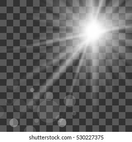 transparent background with a summer sun burst with lens flare