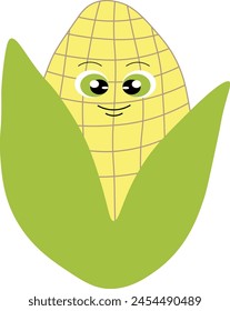 Transparent Background, vector Cartoon Corn, Grain