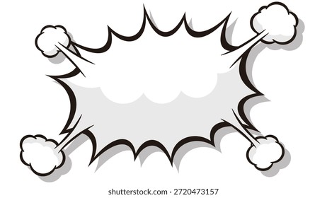 Transparent background: Vector illustration of of an American comic book style exploded, spiky speech bubble