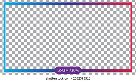transparent background video frame landscape dimension 16:9 overlay compatible with any platform for video conferencing and live streaming use with purple pink and gradient blue color scheme
