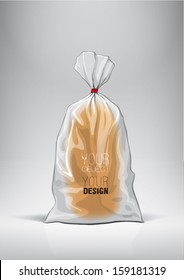 Transparent bag for new design bread package. Sketch style