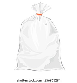 Transparent Bag For Package Design. Vector. Plastic Packaging. Blank White Bag With Place For Your Design. Sketch Style