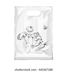 Transparent bag, vector. Transparent bag for new design vegetable package.