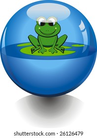 transparent ball aqua style with happy frog