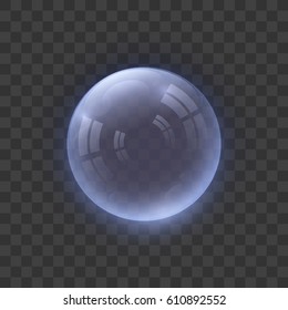Transparent ball. Glare. Vector illustration.