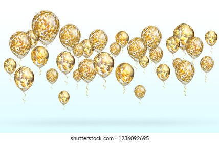 Transparent Balloon with Golden Stars. Vector EPS 10