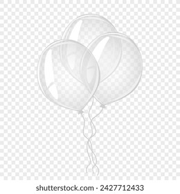 Transparent balloons. Soap bubble, crystal glass heart. Great for valentine and mother's day cards, wedding invitations, party posters and flyers. Vector illustration.