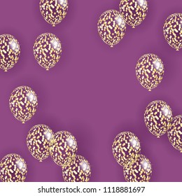 Transparent balloons with spangles and confetti. Vector illustration EPS10 for festive designs as holiday, party, celebration and greeting card