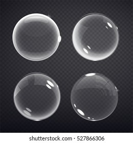 transparent balls. Buble on a transparent background. Vector illustration of soap bubbles on transparent background.